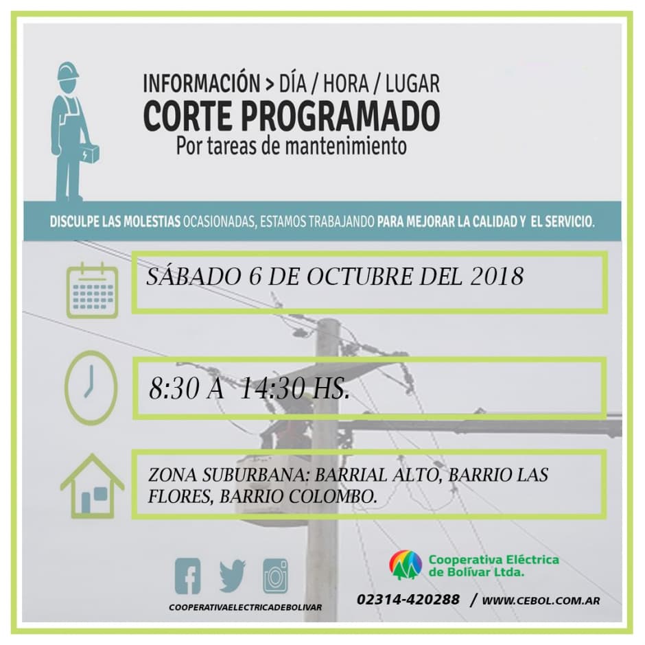 Corte de energía eléctrica , Programado.