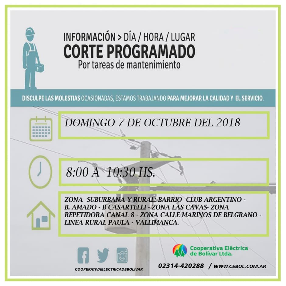 Corte de energía eléctrica , Programado.