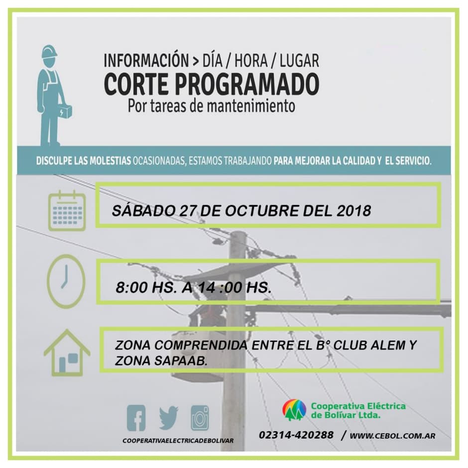 Corte de energía eléctrica , Programado.