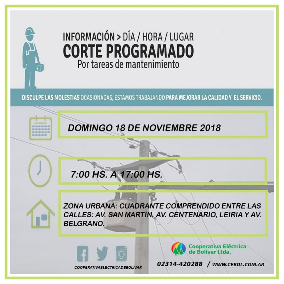 Informe  Corte de Suministro Eléctrico, Programado.